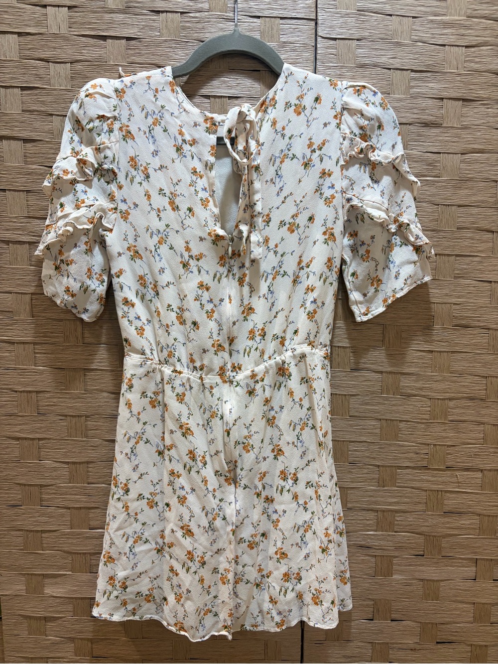 Reformation Floral Ruffle Mini Dress Cottagecore Boho Romantic Vintage Style 2 - Picture 6 of 6